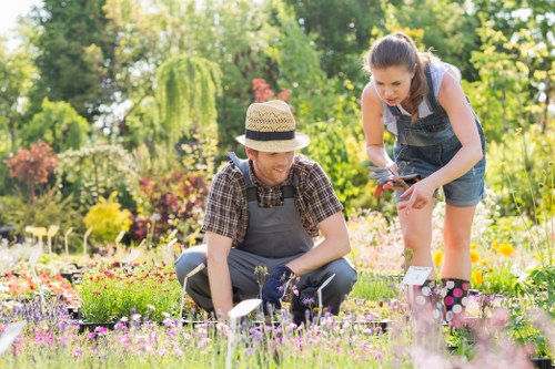 Satisfied customers enjoying their lawns